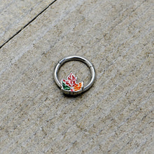 Load image into Gallery viewer, 16G 5/16 Tricolor Red Autumn Maple Leaf Hinged Segment Ring