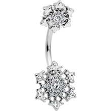将图片加载到图库查看器,Clear Gem Filigree Winter Snowflakes Double Mount Belly Ring