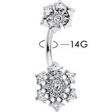 将图片加载到图库查看器,Clear Gem Filigree Winter Snowflakes Double Mount Belly Ring