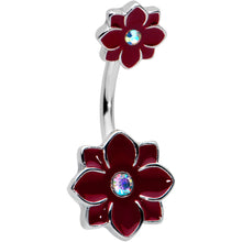 Load image into Gallery viewer, Aurora Gem Poinsettia Flower Festive Double Mount Belly Ring