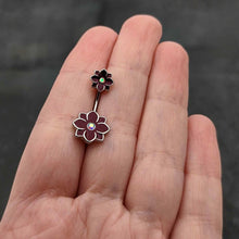 Load image into Gallery viewer, Aurora Gem Poinsettia Flower Festive Double Mount Belly Ring