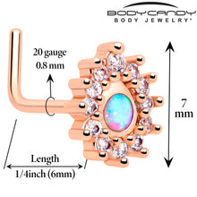 将图片加载到图库查看器,20G 7mm White Synthetic Opal Rose Gold Tone Lush L Shape Nose Ring