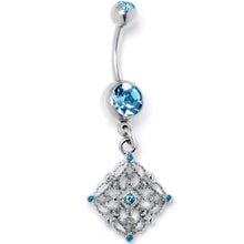 将图片加载到图库查看器,Blue Gem Filigree Rhombus Dangle Belly Ring