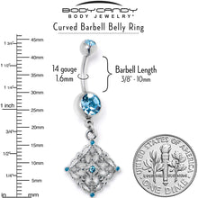 将图片加载到图库查看器,Blue Gem Filigree Rhombus Dangle Belly Ring