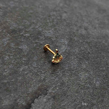 Load image into Gallery viewer, 16G 5/16 Red Gem Gold Tone Deco Holiday Tree Labret Monroe Tragus