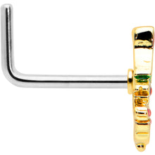 Load image into Gallery viewer, 20G 7mm Red Gem Deco Holiday Tree Golden L Shape Nose Ring