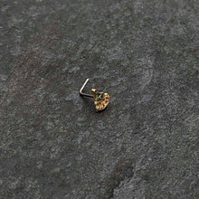 Load image into Gallery viewer, 20G 7mm Red Gem Deco Holiday Tree Golden L Shape Nose Ring