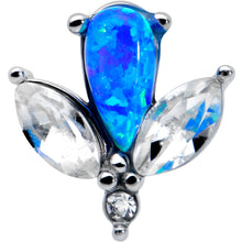 Load image into Gallery viewer, Blue Synthetic Opal Style Flower Barbell Tongue Ring