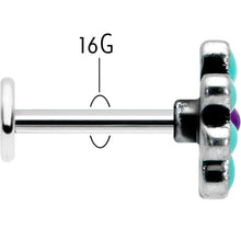 Load image into Gallery viewer, 16G 5/16 Blue Gem Flower Teal Petals Labret Monroe Tragus