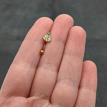 Load image into Gallery viewer, 16G 5/16 Red Gem Gold Tone Deco Holiday Tree Curved Eyebrow Ring