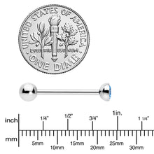 Load image into Gallery viewer, Blue CZ Gem ASTM F-136 Implant Grade Titanium Threadless Barbell Tongue Ring