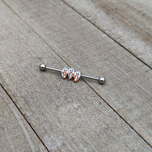 Load image into Gallery viewer, 14G Retro Halloween Boo Ghost Trio Industrial Barbell 38mm