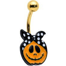 Load image into Gallery viewer, Gold Tone Halloween Country Pumpkin Glow in Dark Belly Ring Set of 3