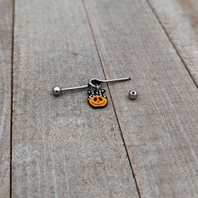 Load image into Gallery viewer, 14G Halloween Kerchief Pumpkin Dangle Project Bar 38mm