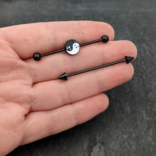 Load image into Gallery viewer, 14G Black Ghost Yin Yang Industrial Barbell Set of 2