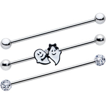将图片加载到图库查看器,14G Black Tie Ghosts Glow in Dark Industrial Barbell 38mm Set of 3