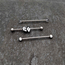 将图片加载到图库查看器,14G Black Tie Ghosts Glow in Dark Industrial Barbell 38mm Set of 3