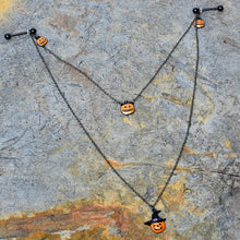 将图片加载到图库查看器,14G 9/16 Black Witchy Pumpkin Halloween Double Nipple Chain