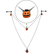 将图片加载到图库查看器,14G 9/16 Black Witchy Pumpkin Halloween Double Nipple Chain