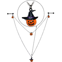 将图片加载到图库查看器,14G 9/16 Black Witchy Pumpkin Halloween Double Nipple Chain