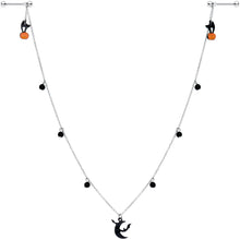 Load image into Gallery viewer, 14G 9/16 Pumpkin Black Cat Moon Bats Dangle Halloween Nipple Chain