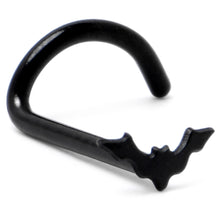 Load image into Gallery viewer, 20G 1/4 Black Anodized Itty Bitty Bat Left Side Nose Screw