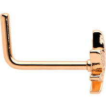 Load image into Gallery viewer, 20G 1/4 Rose Gold Tone Texture Pot Leaf L Shape Nose Ring