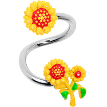 Load image into Gallery viewer, Happy Sunflower Trio Spiral Twister Belly Ring