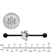 Load image into Gallery viewer, 14G Black Halloween Pumpkin Ghost Industrial Barbell 38mm