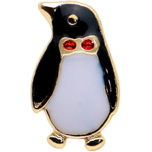 Load image into Gallery viewer, 16G 1/4 Red Gem Gold Tone Bow Tie Penguin Cartilage Tragus Earring