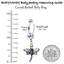 将图片加载到图库查看器,Clear Yellow Purple Gem Dragonfly Dangle Belly Ring
