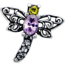 Load image into Gallery viewer, 16G 1/4 Yellow Purple Gem Dragonfly Cartilage Tragus Earring