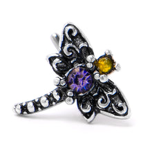 将图片加载到图库查看器,20G 7mm Purple Yellow Gem Dragonfly L Shape Nose Ring