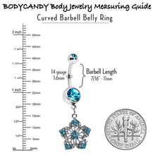 Load image into Gallery viewer, Blue Gem Twin Flower Dangle Belly Ring