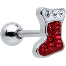 Load image into Gallery viewer, 16G 1/4 Clear Gem Stocking Candy Cane Cartilage Earring Set of 3