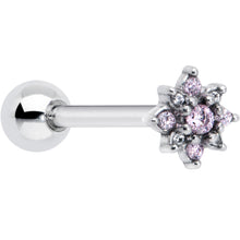 Load image into Gallery viewer, Pink Clear Gem Stylish Snowflake Barbell Tongue Ring