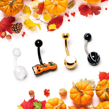 将图片加载到图库查看器,White Gold Tone Clear Halloween Marbelized Boo Belly Ring Set of 4