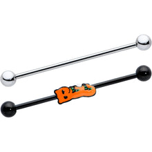 Load image into Gallery viewer, 14G Black Halloween Boo Glow in Dark Industrial Barbell Set of 2