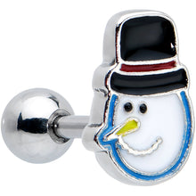 Load image into Gallery viewer, 16G 1/4 Penguin Snowman Holiday Blue Cartilage Earring Set of 3