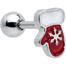 Load image into Gallery viewer, 16G 1/4 Red Gem Mitten Snowflake Cartilage Tragus Earring Curation Set of 3