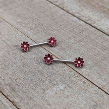 Load image into Gallery viewer, 14G 9/16 Aurora Gem Poinsettia Flower Barbell Nipple Ring Set