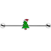 Load image into Gallery viewer, 14G Happy Christmas Tree Hat Holiday Industrial Barbell 38mm