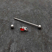 Load image into Gallery viewer, 14G Happy Christmas Stocking Red Green Industrial Barbell 38mm
