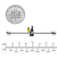 Load image into Gallery viewer, 14G Champagne Bottle Flute Yellow Industrial Barbell 38mm