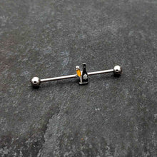 Load image into Gallery viewer, 14G Champagne Bottle Flute Yellow Industrial Barbell 38mm