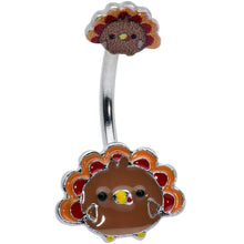 将图片加载到图库查看器,Cute Colorful Turkey Thanksgiving Double Mount Belly Ring