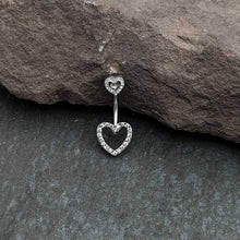 将图片加载到图库查看器,Clear Gem Open Heart Valentine Double Mount Belly Ring
