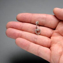 将图片加载到图库查看器,Clear Gem Open Heart Valentine Double Mount Belly Ring