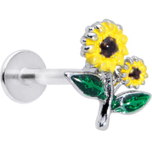 Load image into Gallery viewer, 16G 5/16 Cheery Inlay Sunflowers Labret Monroe Tragus
