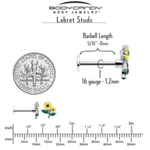 Load image into Gallery viewer, 16G 5/16 Cheery Inlay Sunflowers Labret Monroe Tragus